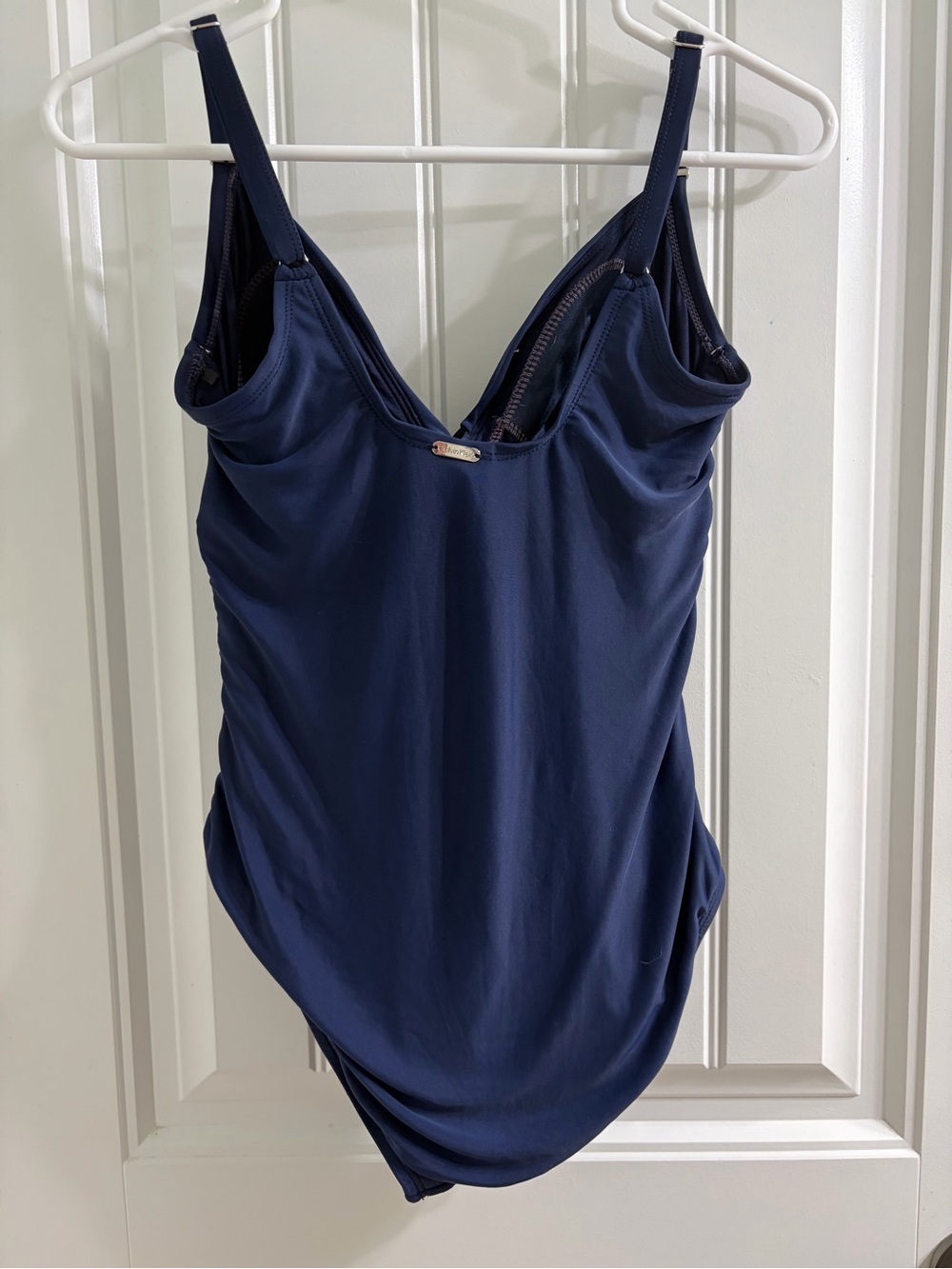 Calvin Klein Navy Ruched One-Piece Swimsuit Size 6 - Picture 3 of 6